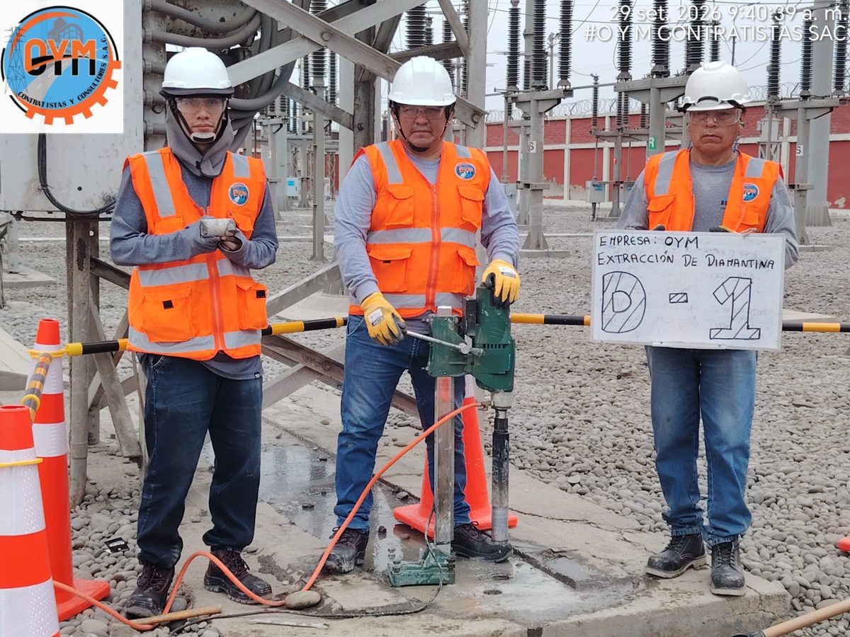 Perforación con equipo diamantino sobre losa de concreto